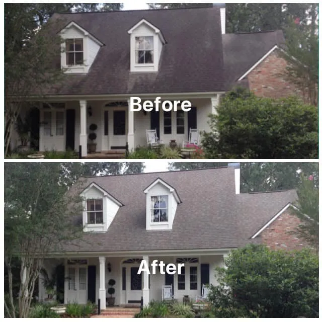 before after roof softwashing project ga