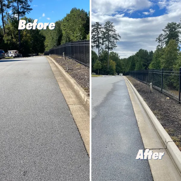 before after curb cleaning softwashing in cartersville georgia