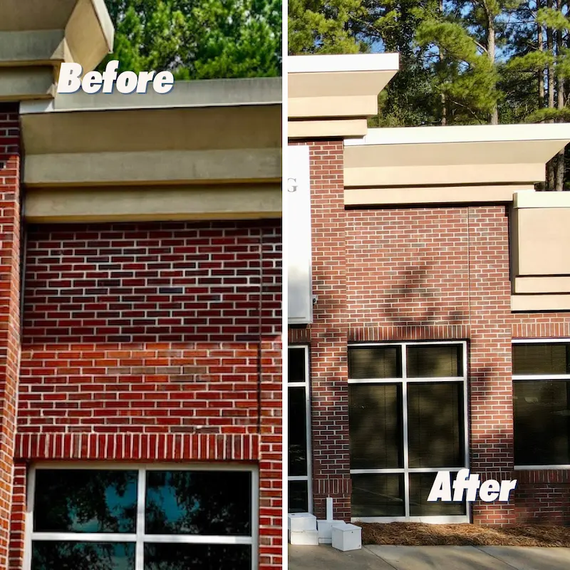 before after medical building softwashing in cartersville georgia
