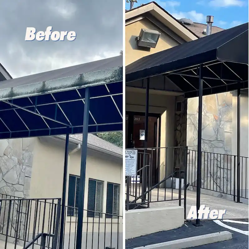 before after nesbitt commercial awning cleaning project in cartersville georgia
