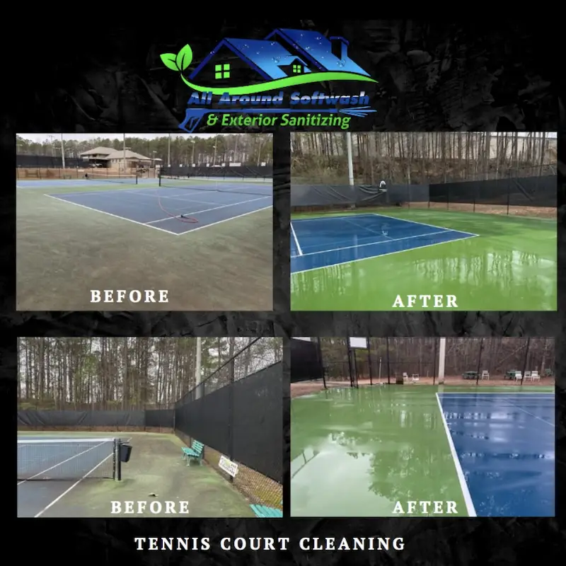 tennis court cleaning from all around softwashing exterior sanitizing cartersville ga